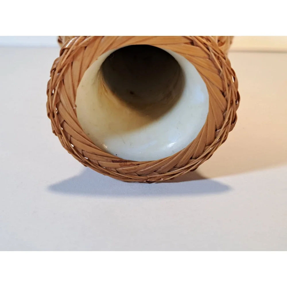 Vintage Bamboo Woven Vase‎ Pineapple Style Basket Weave Bud Vase with Liner